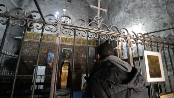 Jerusalem Israel Décembre 2016 Pèlerins Dans Eglise Saint Sépulcre Jérusalem — Video