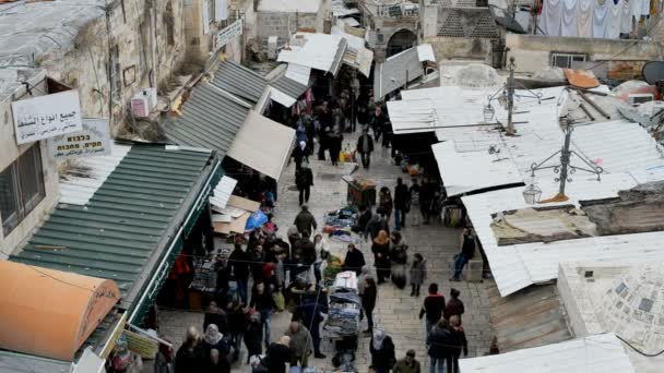 Jerusalem Israel Diciembre 2016 Vista Del Barrio Musulmán Desde Puerta — Vídeo de stock