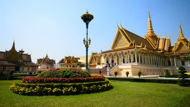 Пном Пень Камбодия Марта 2017 Года Экстерьер Королевского Дворца Пномпене — стоковое видео