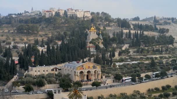 万国教会和耶路撒冷橄榄山上的玛丽 马格达莱纳修道院 — 图库视频影像