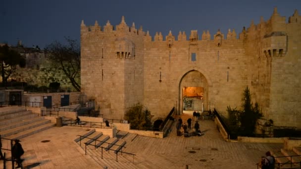 Jerusalem Israel Aralik 2016 Srail Kudüs Kentindeki Şam Kapısının Genel — Stok video