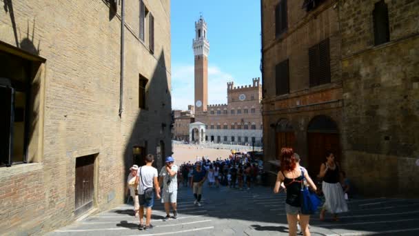 Siena Itália Julho 2015 Praça Campo Com Torre Mangia Marco — Vídeo de Stock