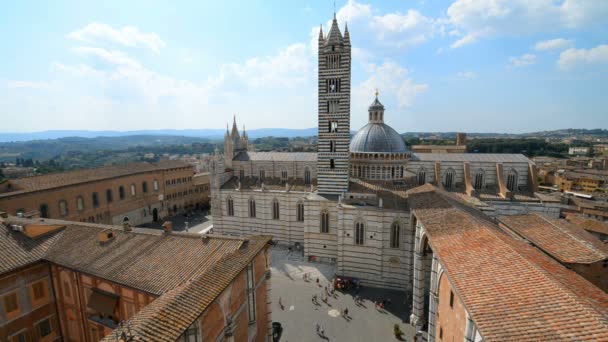 Vista Panorámica Aérea Siena Catedral Duomo Hito Toscana Italia — Vídeos de Stock