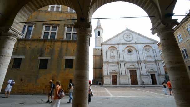 Blick Auf Den Berühmten Torre Del Mangia Palazzo Pubblico Siena — Stockvideo