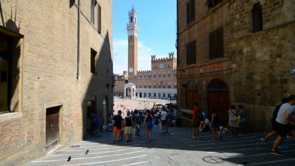 Siena Italia Luglio 2015 Piazza Campo Con Torre Mangia Punto — Video Stock