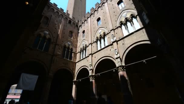 Zicht Beroemde Torre Del Mangia Palazzo Pubblico Siena Toscane Italië — Stockvideo