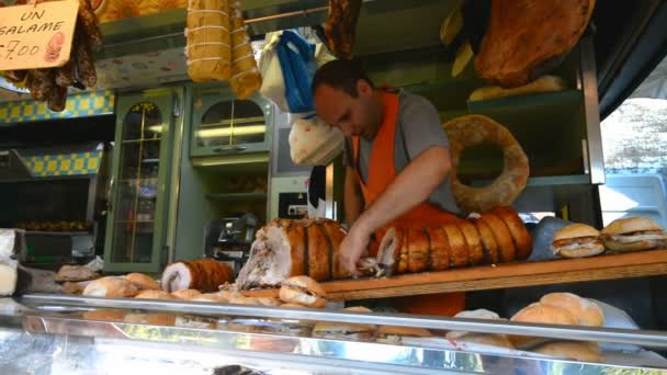 Siena Italy July 2015 People Shopping Market Town Siena Tuscany — 图库视频影像