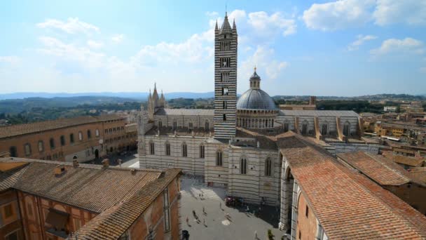 Vzdušný Panoramatický Výhled Sieny Památník Katedrály Duomo Toskánsko Itálie — Stock video