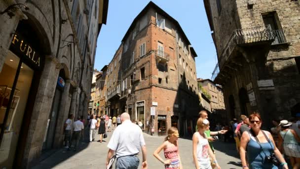 Siena Itália Julho 2015 Cena Rua Com Turistas Cidade Velha — Vídeo de Stock