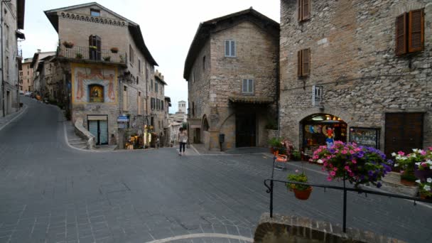 Assisi Włochy 2015 Ulica Asyżu Włochy — Wideo stockowe