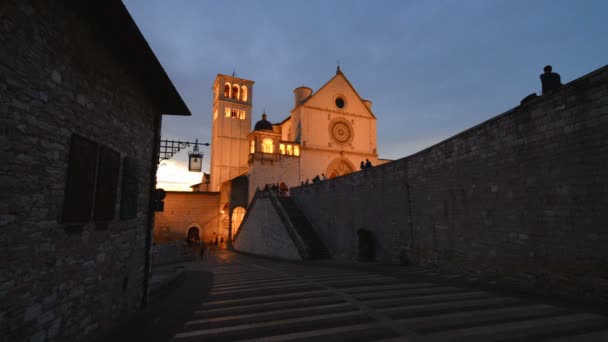Βασιλική Του Αγίου Φραγκίσκου Στην Ασίζη Ούμπρια Ιταλία — Αρχείο Βίντεο