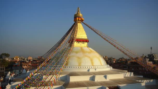 Algemeen Zicht Boudhanath Stupa Kathmandu Nepal Azië — Stockvideo