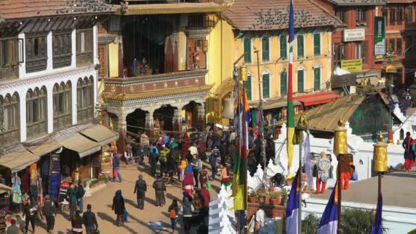 Kathmandu Nepal 2014年1月 ネパール カトマンズのブハナート ストゥーパ3 2014年1月 ブダナートはユネスコの世界遺産に登録されており 人気の観光地です — ストック動画