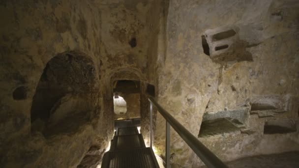 Rabat Malta Febbraio 2018 Interno Delle Catacombe San Paolo Rabat — Video Stock