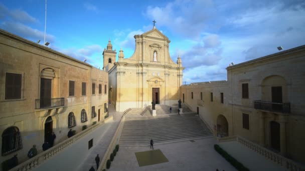 Valletta Malta 10E Februari 2018 Buitenzijde Van Sint Janskerk Valletta — Stockvideo