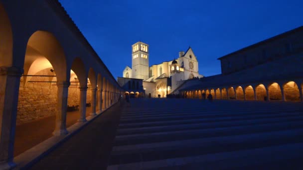 Βασιλική Του Αγίου Φραγκίσκου Στην Ασίζη Ούμπρια Ιταλία — Αρχείο Βίντεο