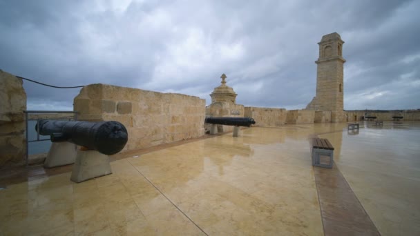 Vøoriosa Malta Şubat 2018 Saint Angelo Kalesi Birgu Rıhtımı Vittoriosa — Stok video