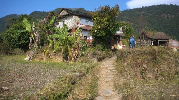 Dhampus Köyü Nepal Asya Annapurna Ana Kamp Yürüyüşü — Stok video