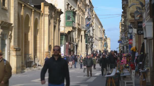 Valletta Malta 10Th February 2018 Tourists Street Valletta Malta Europe — Stock Video