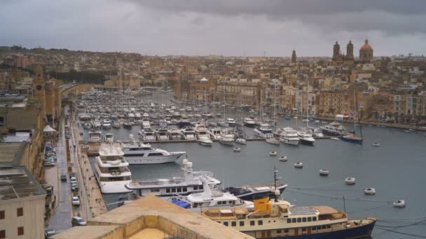 Vittoriosa Malta Fevereiro 2018 Vista Geral Sobre Porto Vittoriosa Malta — Vídeo de Stock