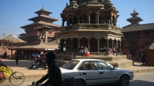 Patan Nepal Dicembre 2017 Turisti Gente Del Posto Sulla Piazza — Video Stock