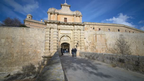 Mdina Malta 9Th February 2018 Exterior Mdina Gate Mdina Malta — Stock Video