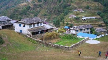 Annapurna ana kampı. Tolka, Nepal, Asya 'nın genel manzarası.