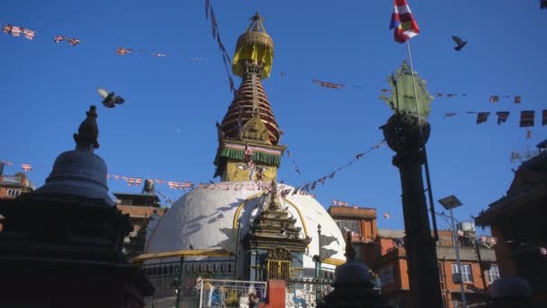 Vista Geral Estupa Boudhanath Kathmandu Nepal Ásia — Vídeo de Stock