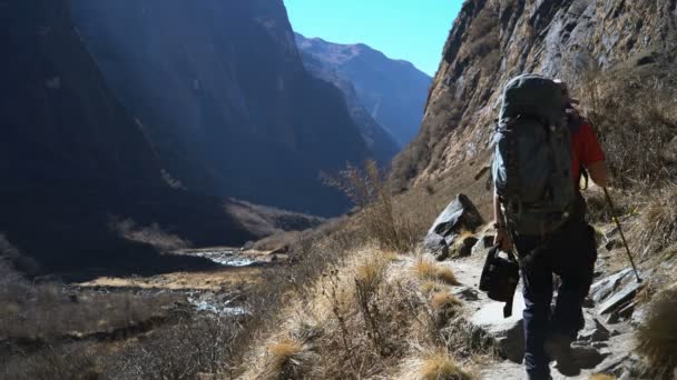 Nepal Dicembre 2013 Persone Che Camminano Sul Campo Base Annapurna — Video Stock