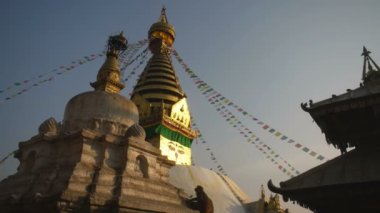 Boudhanath stupa, Katmandu, Nepal, Asya 'nın genel görüşü.
