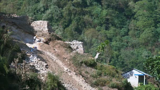 Vista Aerea Del Villaggio Nepal Sullo Sfondo Della Natura — Video Stock