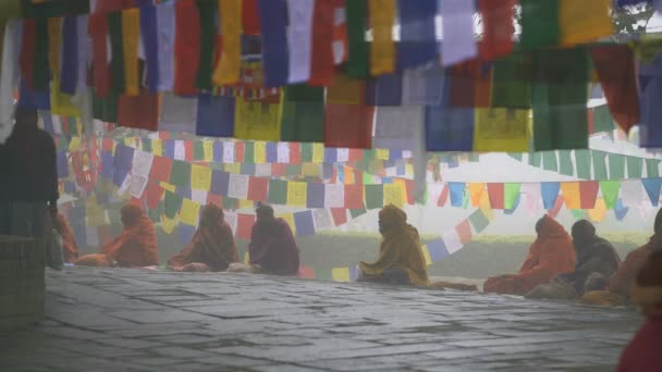 Lumbini Nepal Grudnia 2017 Modlitewni Mnisi Świątyni Lumbini Nepal Azja — Wideo stockowe