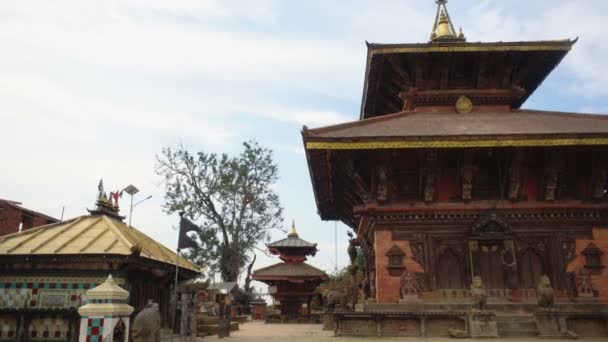 Bhaktapur Nepal 12月2017 タウマディ広場 バクタプル ネパール アジアの地元の人々と観光客 — ストック動画