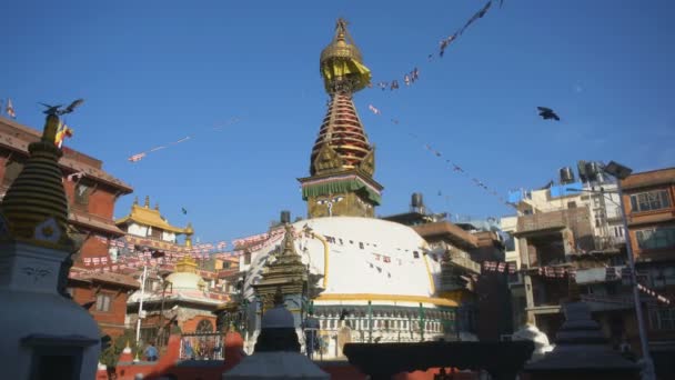 Vista Geral Estupa Boudhanath Kathmandu Nepal Ásia — Vídeo de Stock