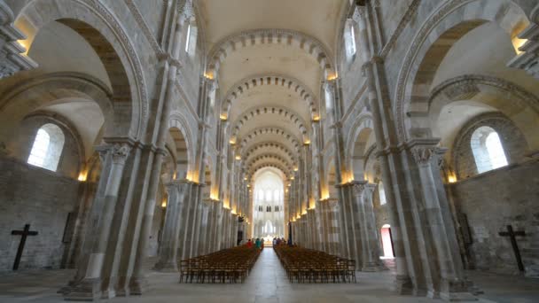 Francia Vezelay Luglio 2015 Interno Della Famosa Basilica Romanica Santa — Video Stock