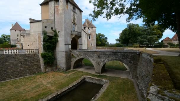 法国勃艮第Pierre Perthuis Cure河上的旧石桥 — 图库视频影像