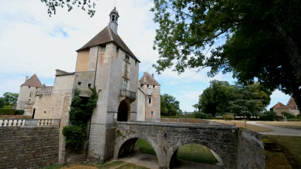 法国勃艮第Pierre Perthuis Cure河上的旧石桥 — 图库视频影像
