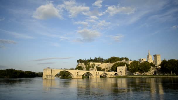 Pont St Benezet och Rhone floden — Stockvideo