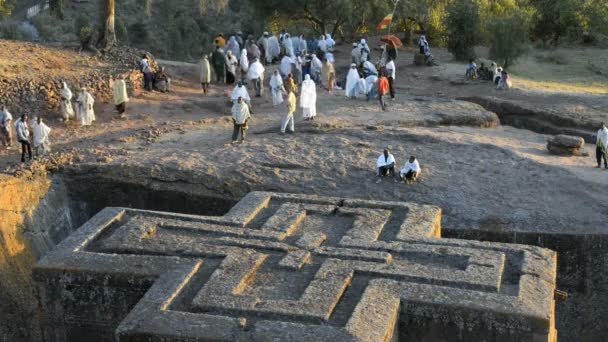 Kyrkan St. George i Lalibela — Stockvideo