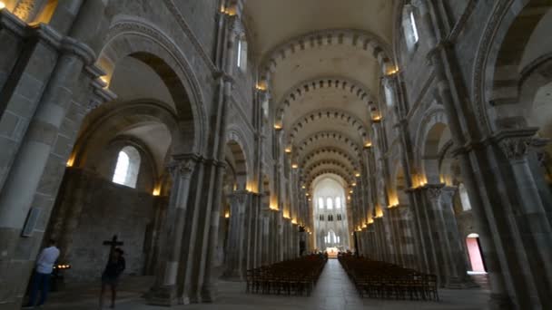 Interier of Romanesque Basilica of St Magdalene — стоковое видео