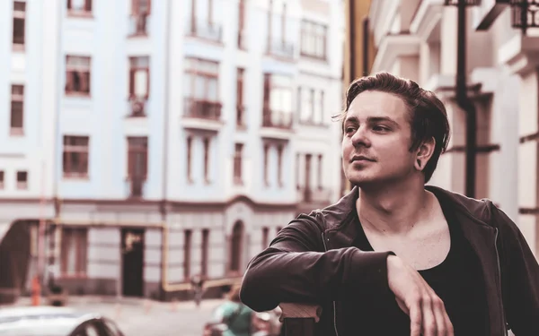 Young stylish man near the house — Stock Photo, Image