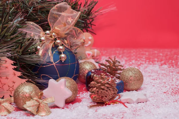 Decorations for the Christmas and New Year, shiny toys, cones Stock Picture