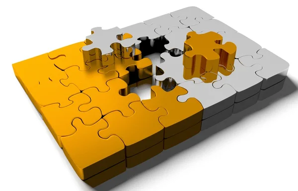 골드 퍼즐 요소의 더미 — 스톡 사진