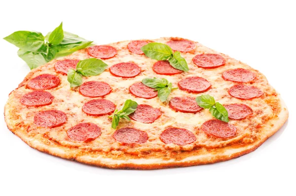Pepperoni Pizza, isolated on white background — Stock Photo, Image