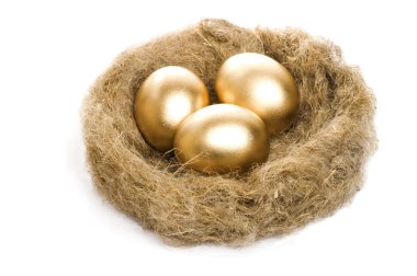 Beyaz zemin üzerine altın yumurta yuva
