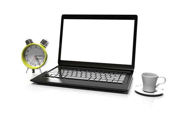 노트북 및 알람 시계 — 스톡 사진