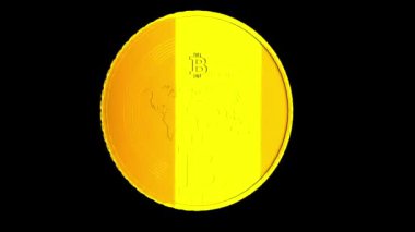 Altın Bitcoin animasyon - şifreleme dijital para sikke