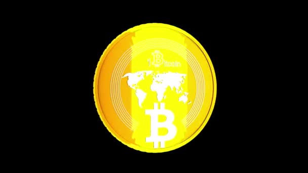 Gyllene Bitcoin animation - kryptografi digital valuta mynt — Stockvideo