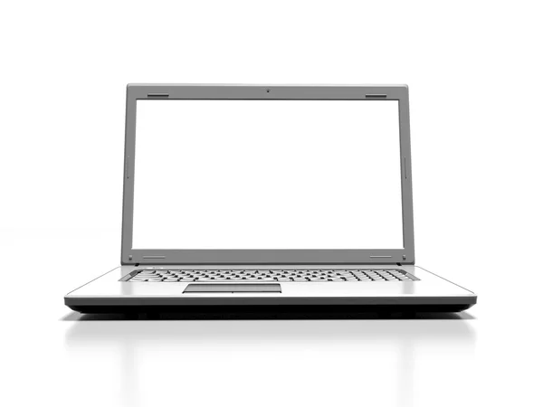 Laptop isolerade på vitt med urklippsbana, 3d gör — Stockfoto