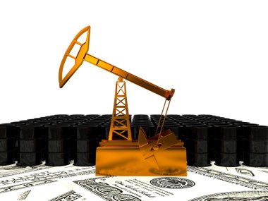 Enerji resourse kavramı. Altın petrol kulesi. 3D render